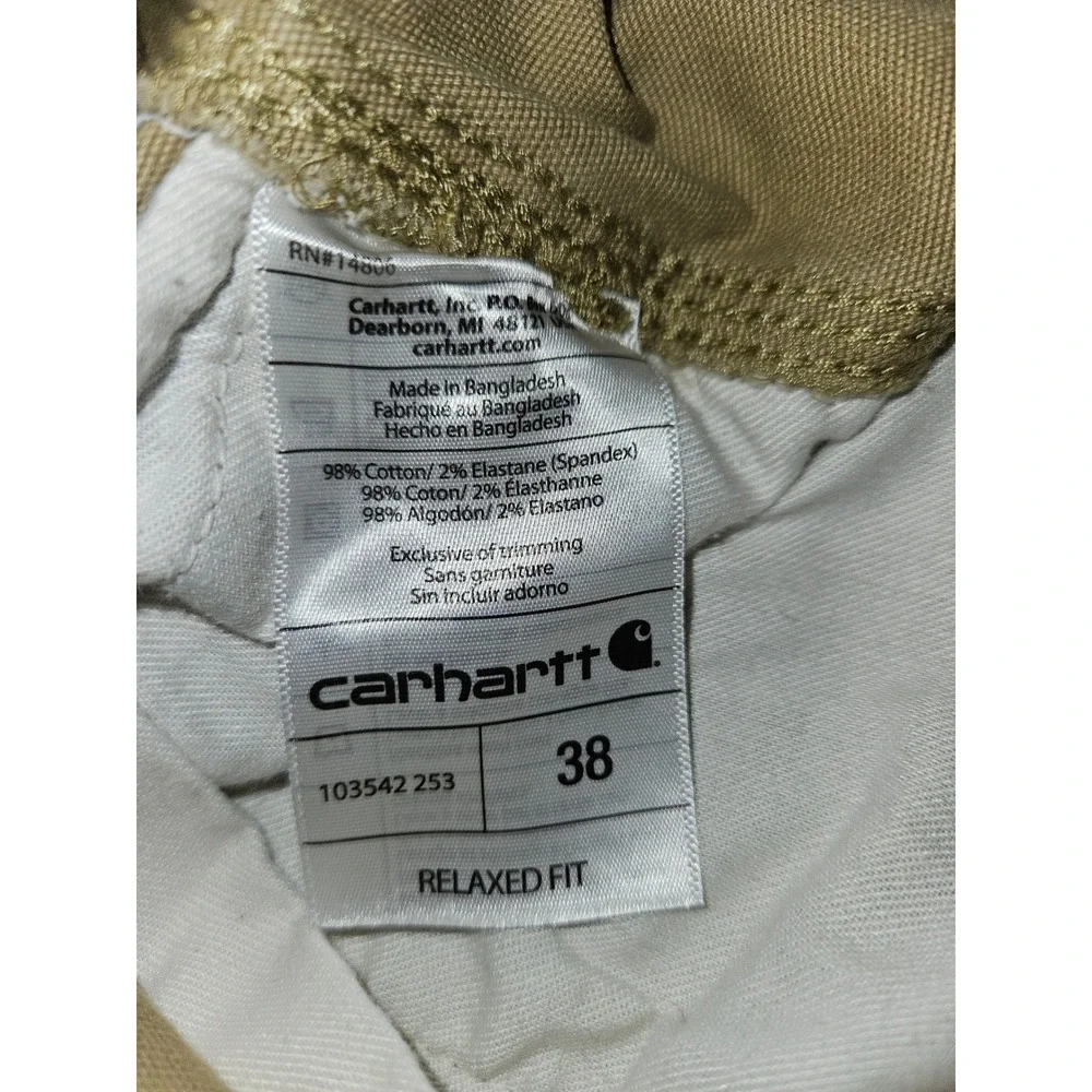 Carhartt Cargo Shorts Mens Size 38 Khaki Relaxed Fit Utility Gorpore Workwear